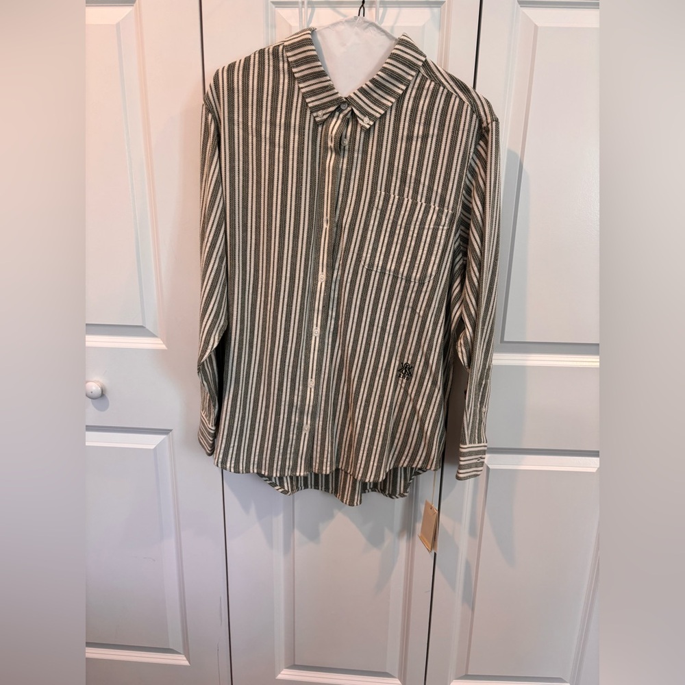 Kith Black and White Striped Casual Shirt (2pc set)